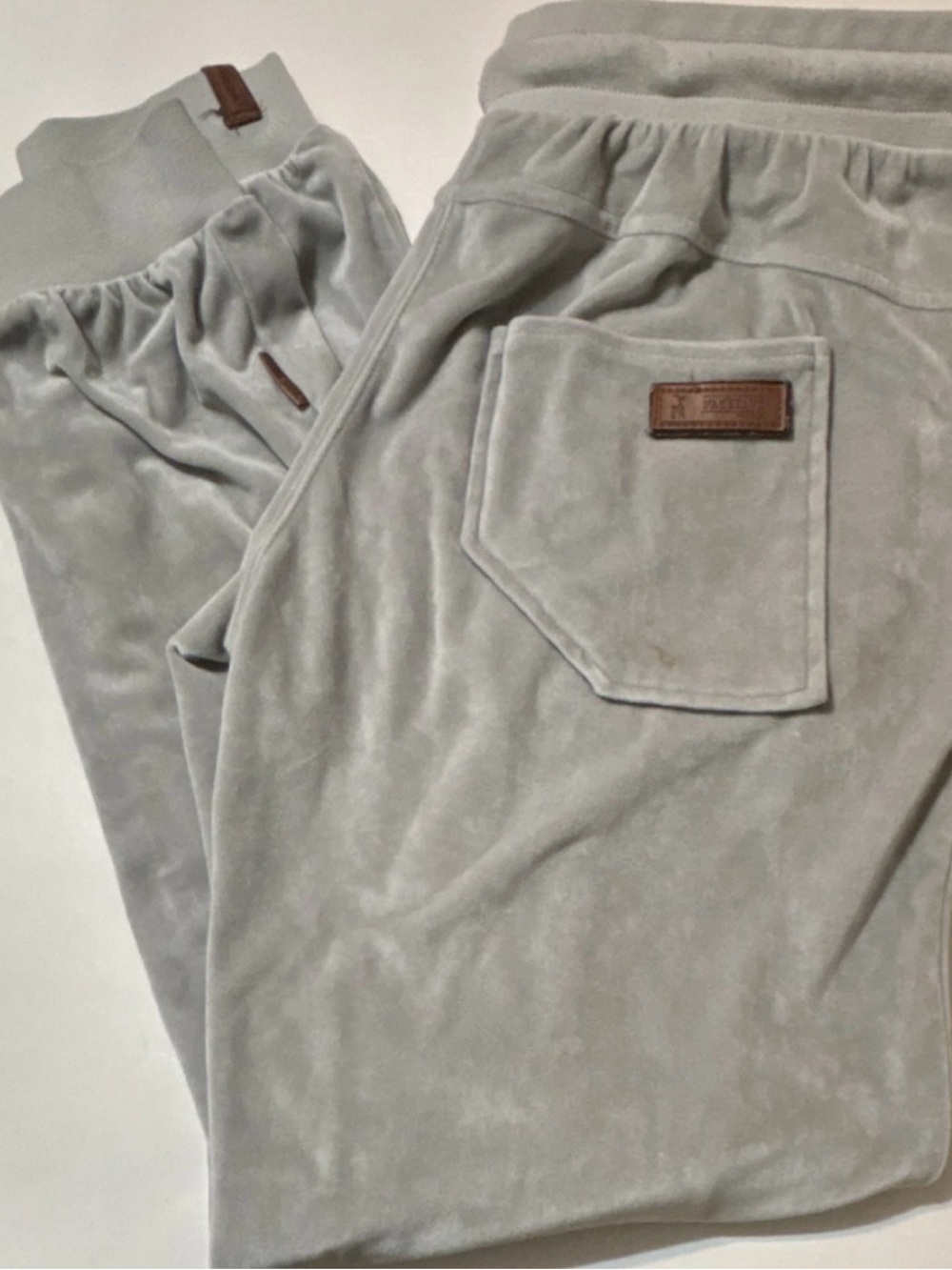 Men's Light Gray Velour Jogger Pants - Comfortable Casual Wear